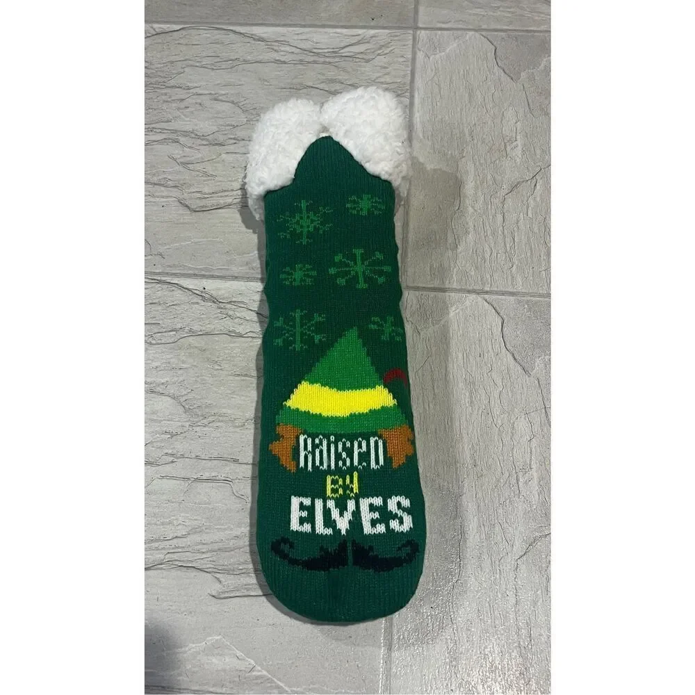Elf Woman’s Holiday Slipper Socks Size 4-10 NEW Raised By Elves